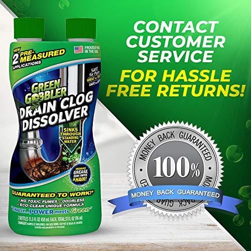 Green Gobbler GGDIS2CH32 Dissolve Liquid Hair & Grease Opener/Drain Cleaner/Toilet Clog Remover (31 OZ.), 32 OZ, Colorless, 31 Ounces