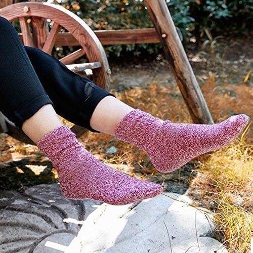 Loritta 6 Pairs Womens Wool Socks Winter Warm Vintage Style Thick Knitting Cozy Socks (Multicolor 02b)