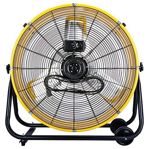 Tornado 24 Inch Grade UL Listed High Velocity Movement Heavy Duty Drum 3 Speed Air Circulator Fan 7800 CFM-Industrial, Commercial, Residential, and Greenhouse Use, Yellow