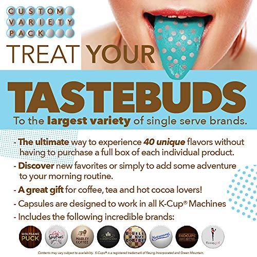 Coffee Pods Variety Pack Sampler, Assorted Single Serve Coffee for Keurig K Cups Coffee Makers, 40 Unique Cups