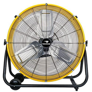Tornado 24 Inch Grade UL Listed High Velocity Movement Heavy Duty Drum 3 Speed Air Circulator Fan 7800 CFM-Industrial, Commercial, Residential, and Greenhouse Use, Yellow