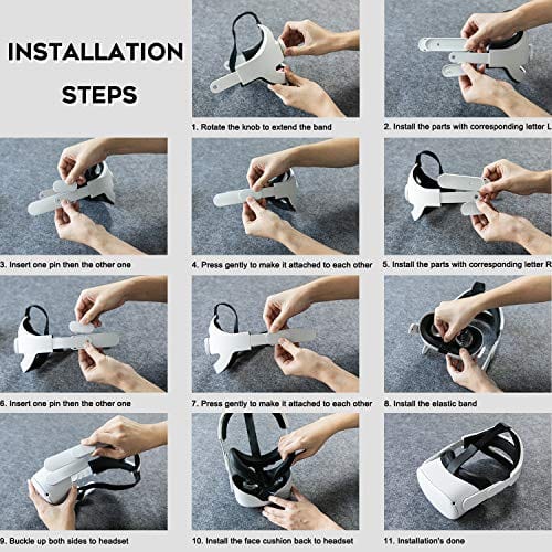 Orzero Adjustable Headband Compatible for Oculus Quest 2 with Head Cushion, Replacement for Elite Strap Comfortable Protective Head Strap Reduce Pressure - White