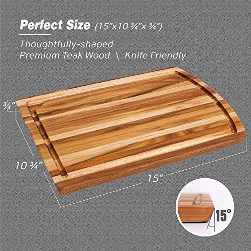 Natural Teak Wood Cutting Board with Juice Groove | Medium Kitchen Chopping Board For Daily Use