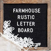 Felt Letter Board with 10x10 Inch Rustic Wood Frame, Script Words, Precut Letters, Picture Hangers, Farmhouse Wall Decor, Shabby Chic Vintage Decor, Black Felt Message Board
