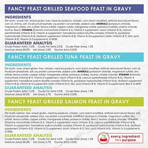 Purina Fancy Feast Grilled Seafood Wet Cat Food Variety Pack, Seafood Grilled Collection - (24) 3 oz. Cans