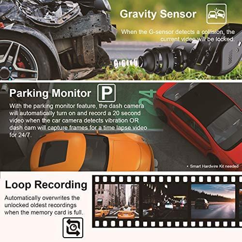 Rexing V1 - 4K Ultra HD Car Dash Cam 2.4" LCD Screen, Wi-Fi, 170° Wide Angle Dashboard Camera Recorder with G-Sensor, WDR, Loop Recording, Supercapacitor, Mobile App, 256GB Supported