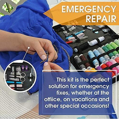 Sewing Kits for Adults – Complete Needle and Thread Kit for Sewing – Includes 24 Color Threads, 30 Needles, Scissors – Portable Travel Case Sewing Repair Kit – Ideal for Beginners, Rapid Fixes