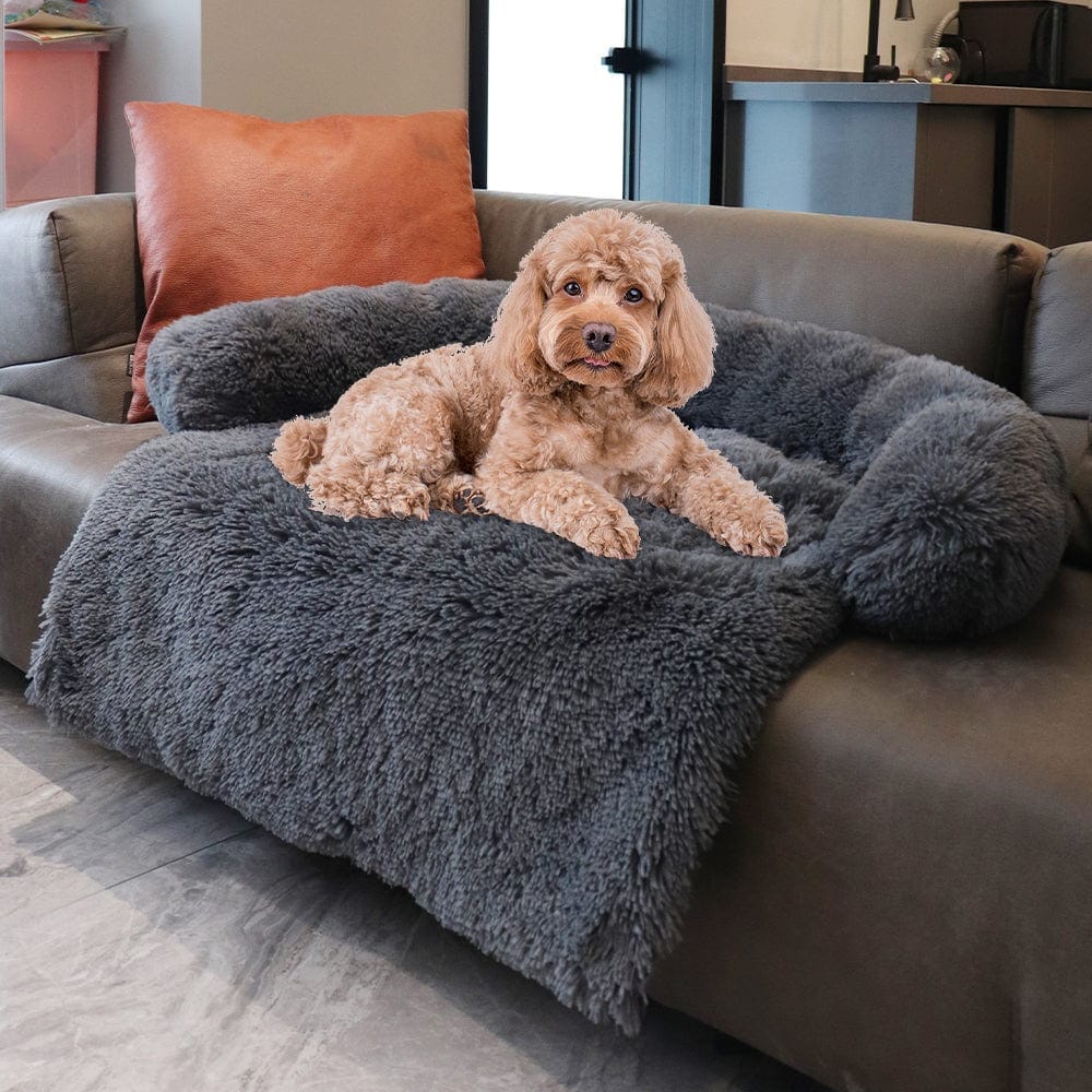 Pet Sofa Dog Bed Calming Bed Long Plush Winter Warm Kennel