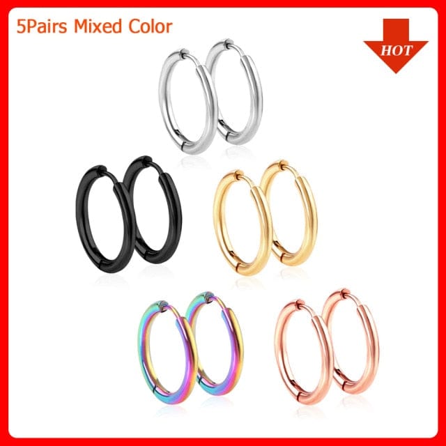 LUXUSTEEL 1Pairs/2pcs Trendy Small Hoop Earrings Women Girl Coloful Round Circle Earring 2021 Anti-allergy Brinco Accessories