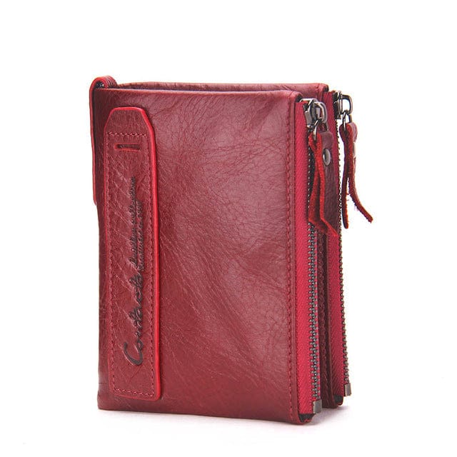 CONTACT'S HOT Genuine Crazy Horse Cowhide Leather Men Wallet