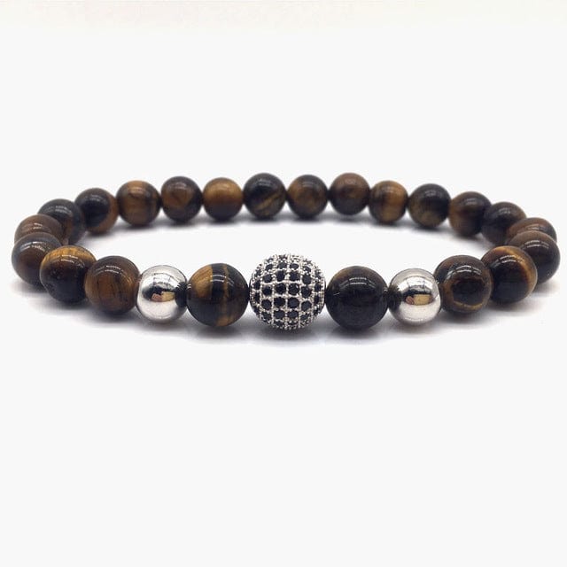 NAIQUBE  8mm Lava Smatte Stone Beads And Black CZ Ball 914 | Foofster LLC