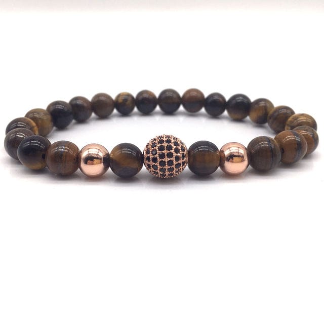 NAIQUBE  8mm Lava Smatte Stone Beads And Black CZ Ball 914 | Foofster LLC
