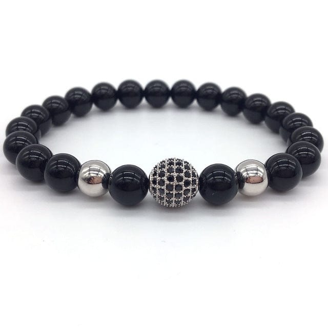 NAIQUBE  8mm Lava Smatte Stone Beads And Black CZ Ball 914 | Foofster LLC