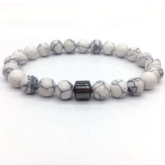 NAIQUBE 8mm Matte Bead with Column Hematite Bracelet 012 | Foofster LLC
