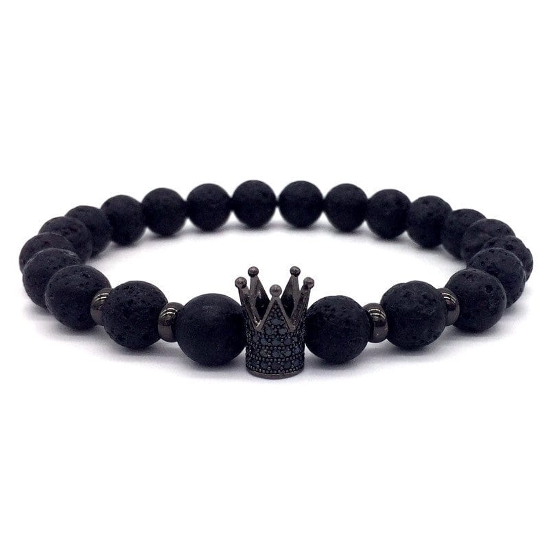 Lava Stone Pave CZ Imperial Crown And Helmet Charm Bracelet 565 | Foofster LLC