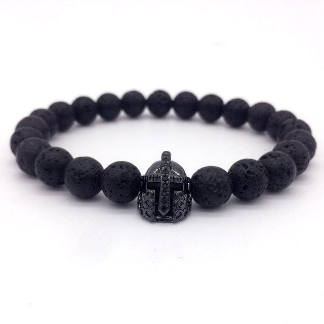 Lava Stone Pave CZ Imperial Crown And Helmet Charm Bracelet 565 | Foofster LLC