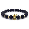 Lava Stone Pave CZ Imperial Crown And Helmet Charm Bracelet 565 | Foofster LLC