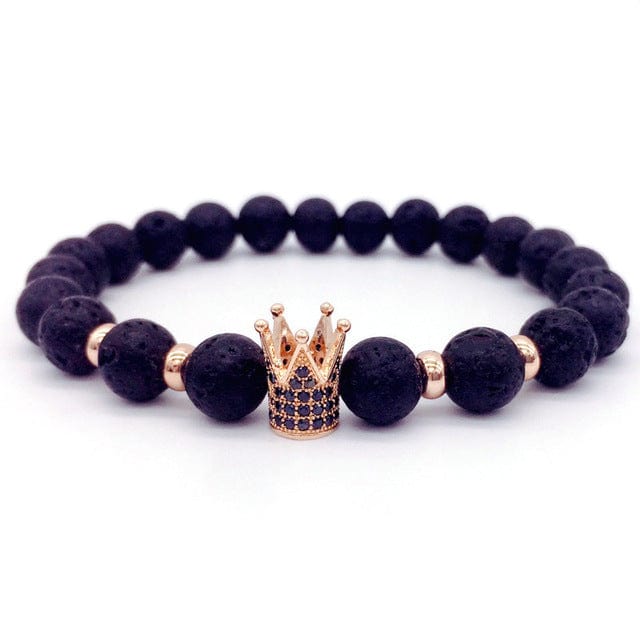 Lava Stone Pave CZ Imperial Crown And Helmet Charm Bracelet 565 | Foofster LLC