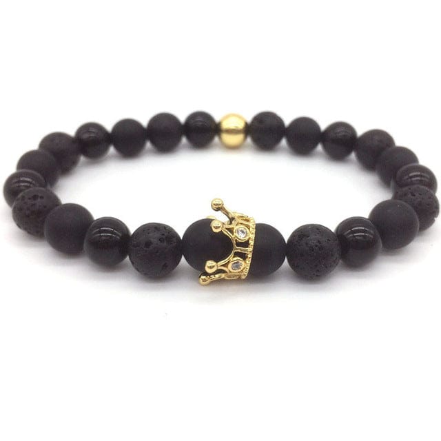 Lava Stone Pave CZ Imperial Crown And Helmet Charm Bracelet 565 | Foofster LLC