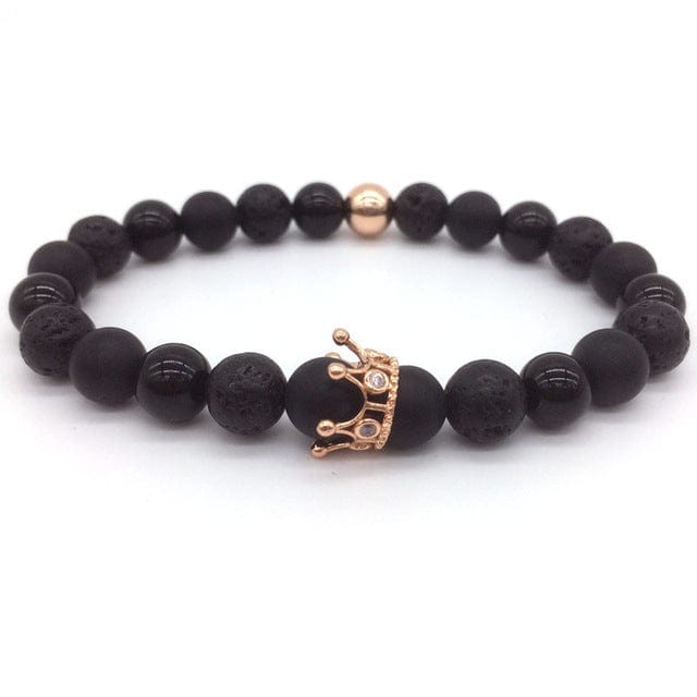 Lava Stone Pave CZ Imperial Crown And Helmet Charm Bracelet 565 | Foofster LLC