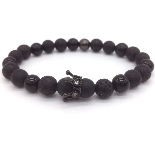 Lava Stone Pave CZ Imperial Crown And Helmet Charm Bracelet 565 | Foofster LLC