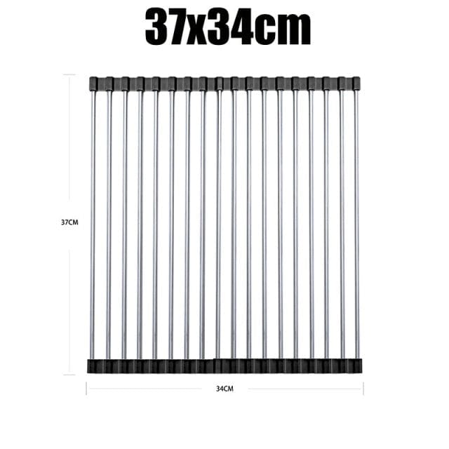 Stainless Steel Folding Dish Drainer Drying Rack Over Sink Roll Up Drainers Multipurpose Storage Organizer Holder Tray Kitchen|Racks &amp; Holders|